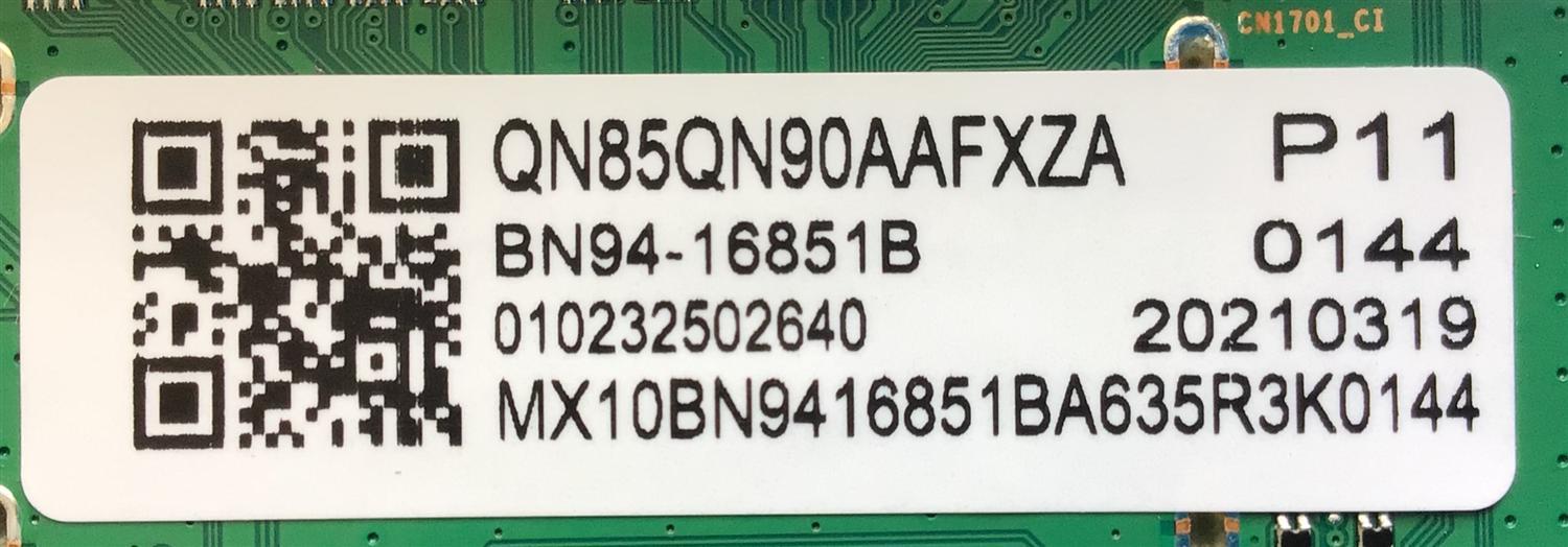 MAIN PARA SMAR TV SAMSUNG QLED 4K RESOLUCION ( 3840x2160 ) NUMERO DE PARTE BN94-16851B / BN41-02855A / BN97-18210G / PANEL CY-TA085FMAV1H / DISPLAY BN96-52429A / BN9652429A / MODELO QN85QN90AAFXZA AA01 / QN85QN90AAFXZA / QN85QN90AAF - Imagen 2